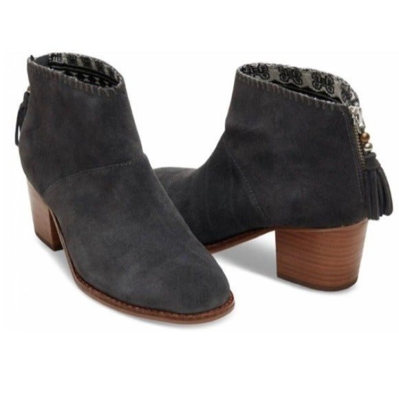Toms Gray Ankle Boots with Brown Heel - Picture 1 of 12